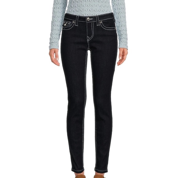 NWT True Religion Jennie High Rise Super Skinny Dark Blue Jeans. W25xL29 - Picture 1 of 11